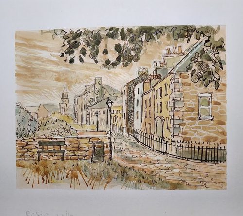 Pen sketch with watercolour HM 2.